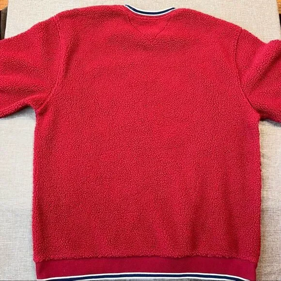 Vintage 90s Y2K Tommy Jeans Hilfiger Deep Pile Sherpa Fleece Pullover Crewneck M